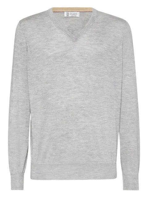Brunello Cucinelli V-neck cashmere-silk jumper