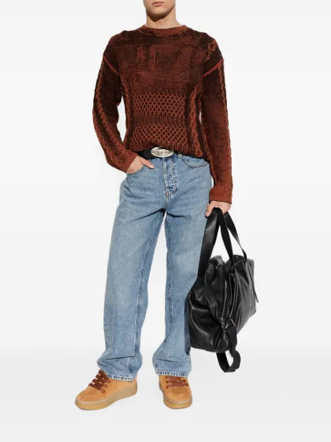 Diesel K-Mione treated cable-knit panelled sweater