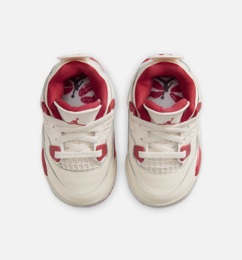 Air Jordan 4 Retro Valentine's Day Infant/Toddler Lifestyle Shoe – Pale Ivory/Sierra Red/Tough Red